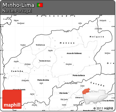 Blank Simple Map of Minho-Lima