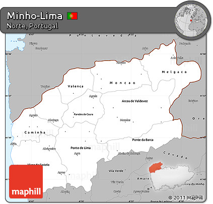 Gray Simple Map of Minho-Lima