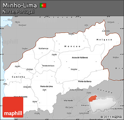 Gray Simple Map of Minho-Lima