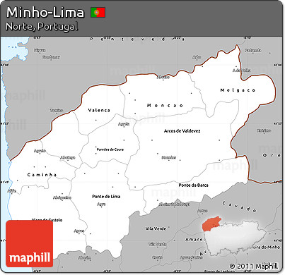 Gray Simple Map of Minho-Lima