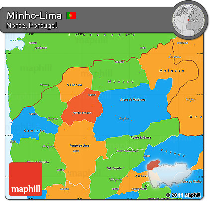 Political Simple Map of Minho-Lima