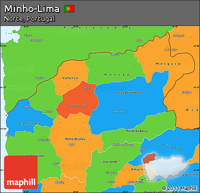 Political Simple Map of Minho-Lima