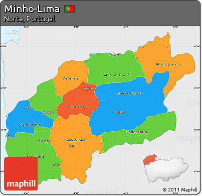 Political Simple Map of Minho-Lima, single color outside