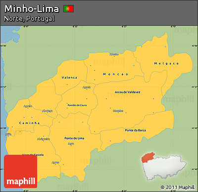 Savanna Style Simple Map of Minho-Lima, single color outside