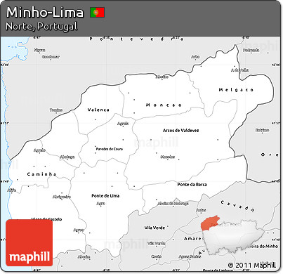 Silver Style Simple Map of Minho-Lima