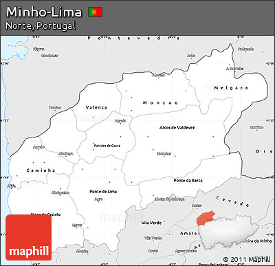 Silver Style Simple Map of Minho-Lima