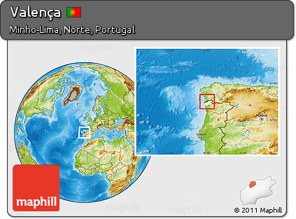 Physical Location Map of Valença, highlighted parent region