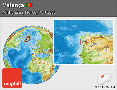 Physical Location Map of Valença, highlighted parent region