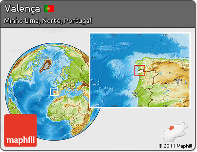 Physical Location Map of Valença, highlighted parent region