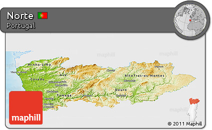 Physical Panoramic Map of Norte, single color outside