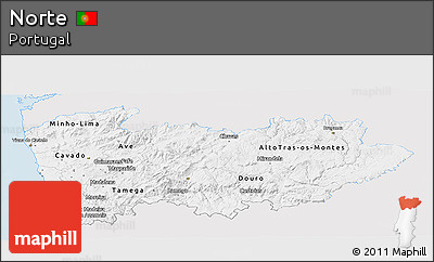 Silver Style Panoramic Map of Norte, single color outside