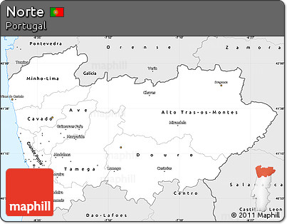 Silver Style Simple Map of Norte