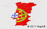 Flag Panoramic Map of Portugal, flag centered