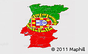 Flag Panoramic Map of Portugal, flag aligned to the middle