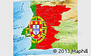 Flag Panoramic Map of Portugal, physical outside