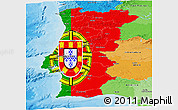 Flag Panoramic Map of Portugal, political outside