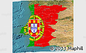 Flag Panoramic Map of Portugal, satellite outside