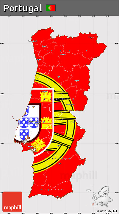 Flag Simple Map of Portugal, flag centered