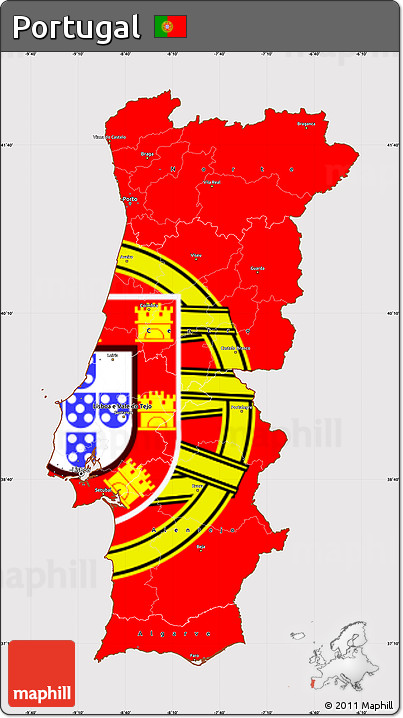 Flag Simple Map of Portugal, flag centered