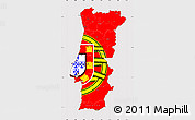 Flag Simple Map of Portugal, flag centered