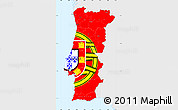 Flag Simple Map of Portugal, single color outside, flag centered