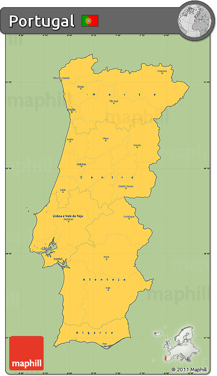 Savanna Style Simple Map of Portugal, cropped outside