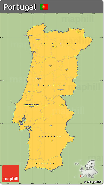 Savanna Style Simple Map of Portugal, cropped outside