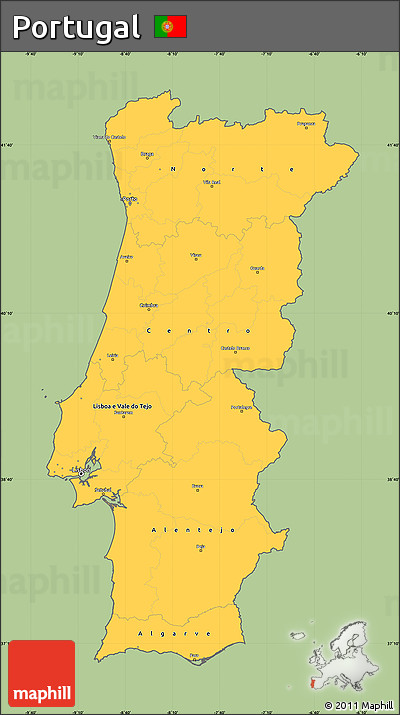 Savanna Style Simple Map of Portugal, cropped outside