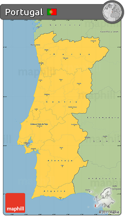 Savanna Style Simple Map of Portugal