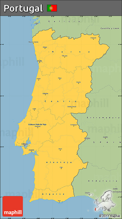 Savanna Style Simple Map of Portugal