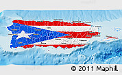 Flag 3D Map of Puerto Rico, shaded relief outside