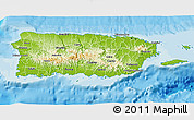 Physical 3D Map of Puerto Rico, single color outside, bathymetry sea, shaded relief sea