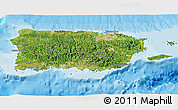 Satellite 3D Map of Puerto Rico, single color outside, bathymetry sea, shaded relief sea
