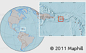 Gray Location Map of Adjuntas, within the entire country, hill shading