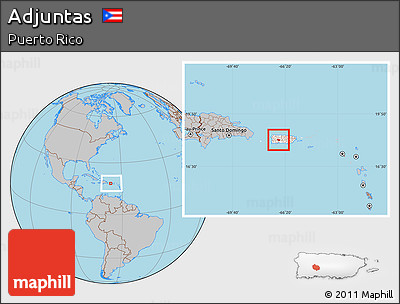 Gray Location Map of Adjuntas, highlighted country, within the entire country