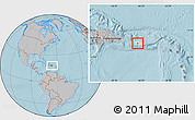 Gray Location Map of Adjuntas, highlighted country, within the entire country, hill shading