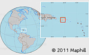 Gray Location Map of Adjuntas, highlighted country, within the entire country