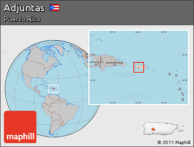 Gray Location Map of Adjuntas, highlighted country