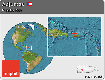 Satellite Location Map of Adjuntas