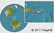 Satellite Location Map of Adjuntas, highlighted country, within the entire country