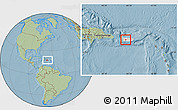 Savanna Style Location Map of Adjuntas, highlighted country, within the entire country, hill shading
