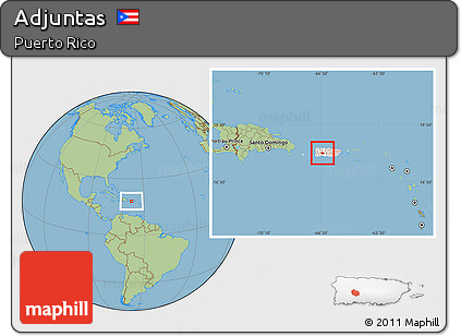 Savanna Style Location Map of Adjuntas, highlighted country
