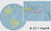 Savanna Style Location Map of Adjuntas, highlighted country, hill shading