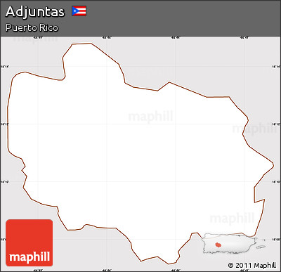 Classic Style Simple Map of Adjuntas, cropped outside