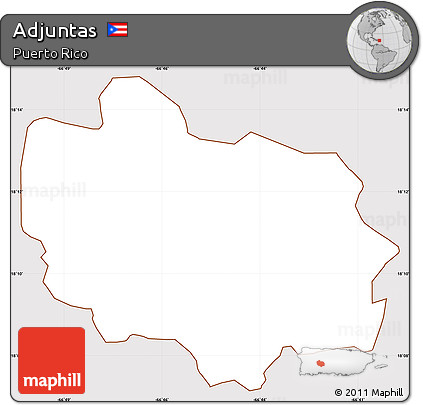 Classic Style Simple Map of Adjuntas, cropped outside