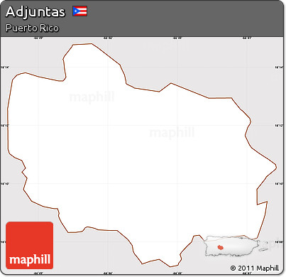 Classic Style Simple Map of Adjuntas, cropped outside