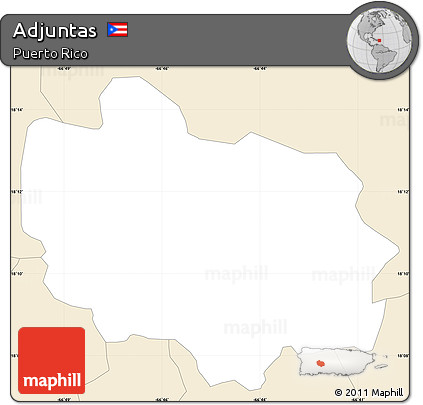 Classic Style Simple Map of Adjuntas