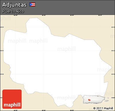 Classic Style Simple Map of Adjuntas, single color outside