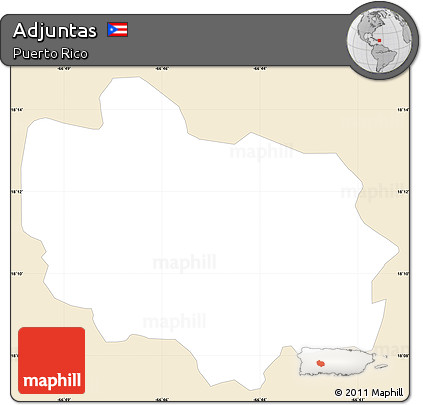Classic Style Simple Map of Adjuntas, single color outside