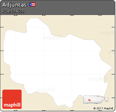 Classic Style Simple Map of Adjuntas, single color outside